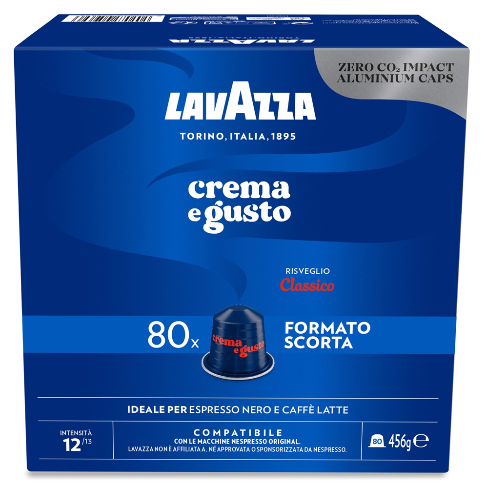 80 Capsule Lavazza Compatibili Nespresso Crema e Gusto Classico in Alluminio