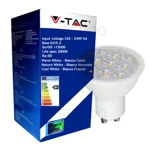 LAMPADINA LED V-Tac GU10 3W 4500K Spot - 1622 Bianco Naturale