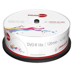 Primeon 25 DVD-R Stampabili 4.7GB 120 Min 16X Print Inkjet - 2761205