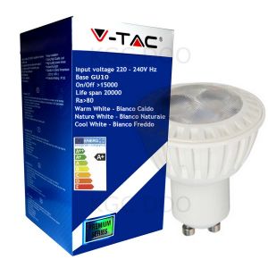 LAMPADINA LED V-Tac GU10 7W 38° 4500K Spot - 1634 Bianco Naturale