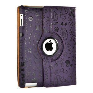 Custodia per Apple iPad 2 & 3 & 4 360° Girevole Cute VIOLA Cover Case Rotante Back Hard Pieghevole colorata in ecopelle rotating 360 