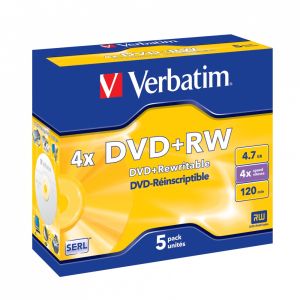 Verbatim 5 DVD+RW Matt Silver 4,7GB AZO 4X  in 5 Jewel Box - 43229