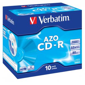 Verbatim 10 CD-R AZO Crystal 700MB 52x in 10 Jewel Case singoli - 43327