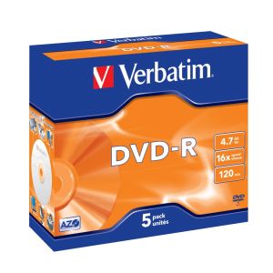 Verbatim 5 DVD-R Matt Silver 4.7GB 16x - in 5 jewel case singoli - 43519