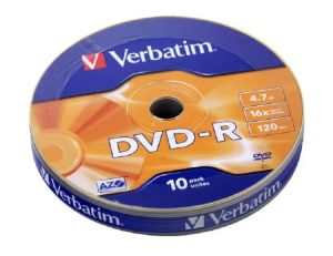 Verbatim 10 DVD-R 4,7GB AZO 16X, in shrink - 43729