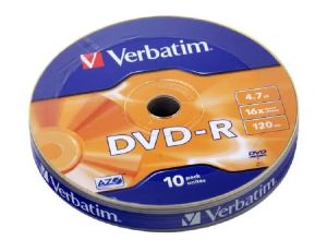 Verbatim 10 DVD-R 4,7GB AZO 16X, in shrink - 43729