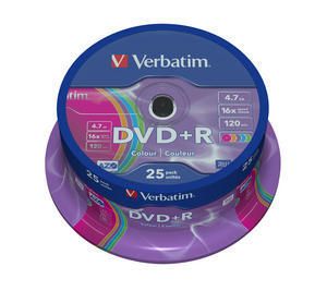 Verbatim DVD+R Colour COLORATI 4,7GB cake AZO 16X Vergini Vuoti dvd +R Originali Box 43733