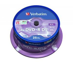 Verbatim 25 DVD+R DL Double Layer 8.5GB 8X cake box - 43757