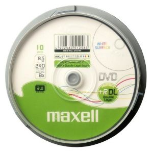 Maxell 10 DVD+R Dual Layer 8x 8.5GB PRINTABLE, in Spindle - 275744.41.TW
