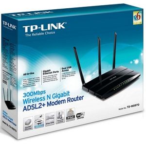 TP-LINK T-W8970 ADSL2+ Modem Router Wireless N Gigabit 300MBPS WIFI ON/OFF con 3 antenne