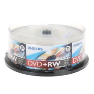 Philips DVD+RW Riscrivibili 4,7GB 120 Minuti 4X in campana da 25 pezzi - DW4S4B25F-00