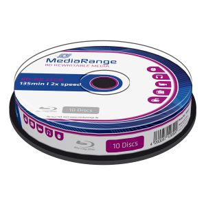 MediaRange 10 Blu Ray BD-RE HTL, 25GB 135 Min 2X Rewritable Riscrivibili, in cake - MR501