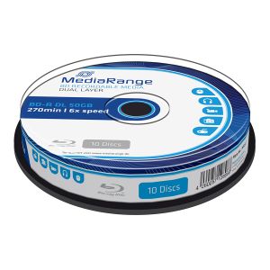 MediaRange 10 Blu Ray Double Layer BD-R DL HTL 50GB 6X , Cake Box - MR507