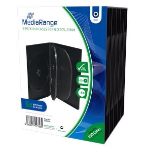 MediaRange Custodie DVD 6 posti 22mm black nero, Pacco da 5 pezzi BOX35-6