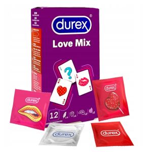 DUREX LOVE M-I-X Preservativi Misti 4 Modelli, Confezione da 12 Profilattici