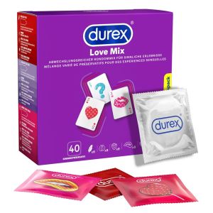 DUREX LOVE M-I-X Preservativi Misti 4 Modelli, Confezione da 40 Profilattici