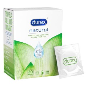 DUREX NATURALS Preservativi con Lubrificante Naturale, Conf. da 30 Profilattici