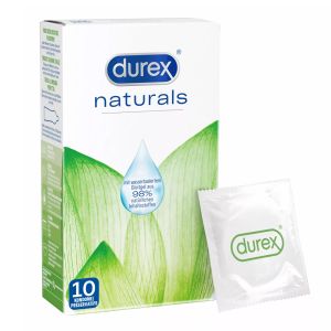 DUREX NATURALS Preservativi con Lubrificante Naturale, Conf. da 10 Profilattici
