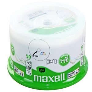 Maxell 50 DVD+R printable 4.7GB 120 min 16X cake box - 275702