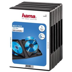 HAMA Custodie DVD SESTUPLE Nere 6 posti, confezione da 5 pezzi pack - H49686