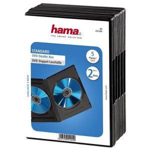 HAMA Custodie DVD DOPPIE Nere 2 posti, confezione da 5 pezzi pack 14mm - H51294