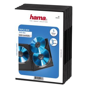 HAMA Custodia DVD Jewel Case TRIPLA nera, 3 posti, confezione da 5 - H51272