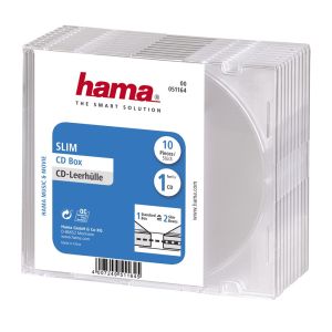 HAMA Custodie CD Slim Jewel Case SINGOLE Clear 1 posto, pacco da 10 - H51164