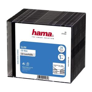 HAMA Custodie CD Slim Jewel Case SINGOLE Nere 1 posto, pacco da 20 - H11432