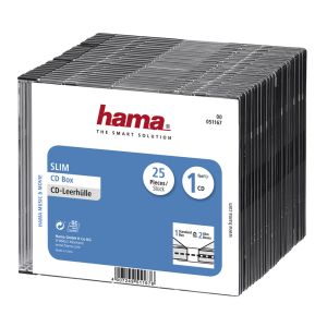 HAMA Custodie CD Slim Jewel Case SINGOLE nere 1 posto, pacco da 25 - H51167