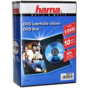 HAMA Custodie DVD Slim Case SINGOLE Nere 1 posto 7mm, confezione 10 pz - H51181