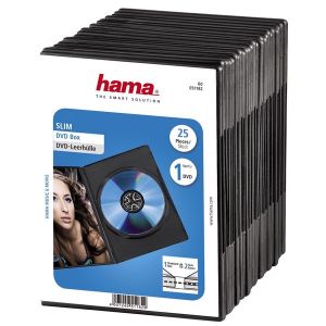 HAMA Custodie DVD Slim Case SINGOLE Nere 1 posto, conf. 25 pezzi - H51182