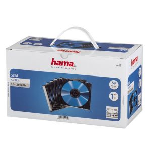 HAMA Custodie CD Slim Case SINGOLE Trasparenti Tray Nero, confez. 50pz - H51269