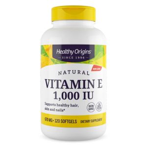 Healthy Origins Vitamin E 1000iu 120 softgels, 100% Natural Mixed Tocopherols