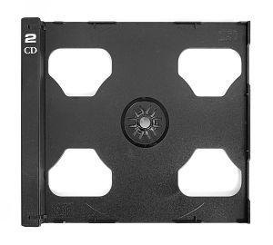 Tray per jewelbox, per 2 CD o DVD - nero con logo bianco (solo tray)
