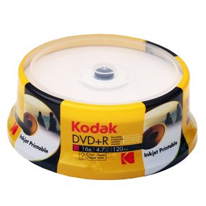Kodak 25 DVD+R 16x 4.7GB, inkjet fullsurface print, in Shrink - K1330325