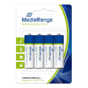 MediaRange Batterie Ni.MH Mignon AA HR6 1.2V RICARICABI - MRBAT121 - Conf. 4 pezzi