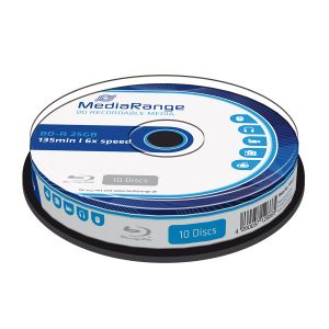 MediaRange 10 Blu Ray BD-R 25GB 6X, Cake Box - MR499