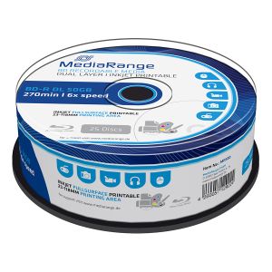 MediaRange 25 BD-R Blu-Ray Dual Layer 50GB 6x fullsurface print, in cake - MR510
