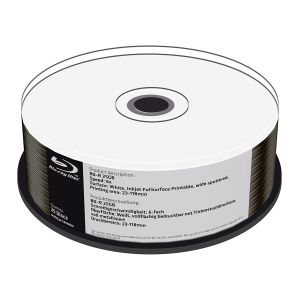 MediaRange 25 BD-R 25GB 6x, fullsurface printable wide, in Cake - MR512