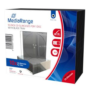 MediaRange Custodia Trasparente Black Tray Slim Case 5,2mm per DVD o CD - confezione 10pz - BOX32