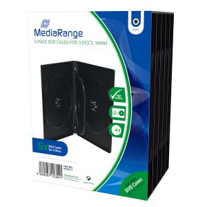 MediaRange Custodia CD/DVD 3 Posti, 14mm - Conf. da 5 pezzi - BOX35-3