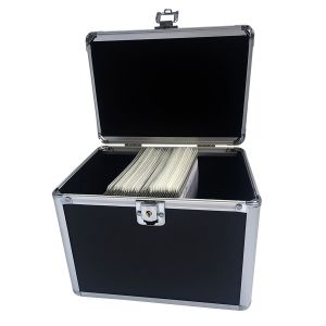 MediaRange valigia porta CD/DVD per 120 dischi, con bustine sospese, nero e alluminio - BOX70