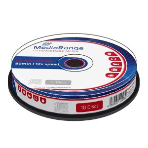 MediaRange 10 CD-RW Rewritable 700MB Riscrivibili 80 Min 12x, in Cake - MR235