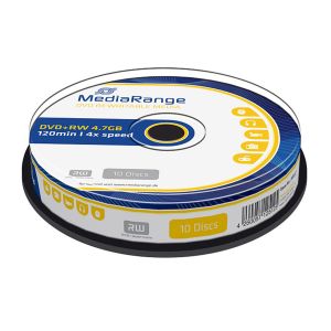 MediaRange 10 DVD + RW 4,7 GB | 120 min 4x, riscrivibile, in Cake - MR451