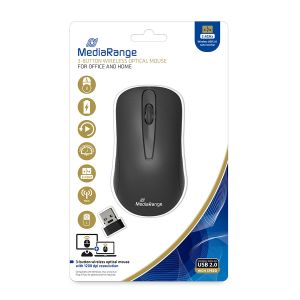 MediaRange Mouse ottico wireless a 3 pulsanti USB, nero - MROS209