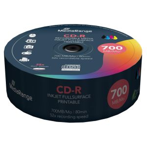 MediaRange 25 CD-R Inkjet Fullsurface Print 700MB 80Min 52X - MR202