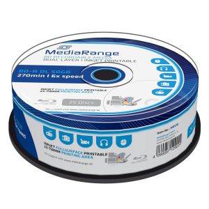 MediaRange 25 BD-R Blu-Ray Dual Layer 50GB 6x fullsurface print, in cake - MR510