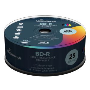 MediaRange 25 BD-R 25GB 6x inkjet printable, in Cake - MR515