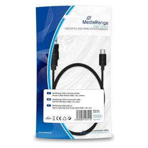 MediaRange cavo ricarica e dati, da USB 2.0 a mini USB 2.0, 1.5 metri - Nero - MRCS113