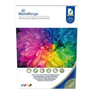 MediaRange Carta fotografica A4 PATINATA OPACA (Matted-Coated), 130g, 100 fogli – MRINK101